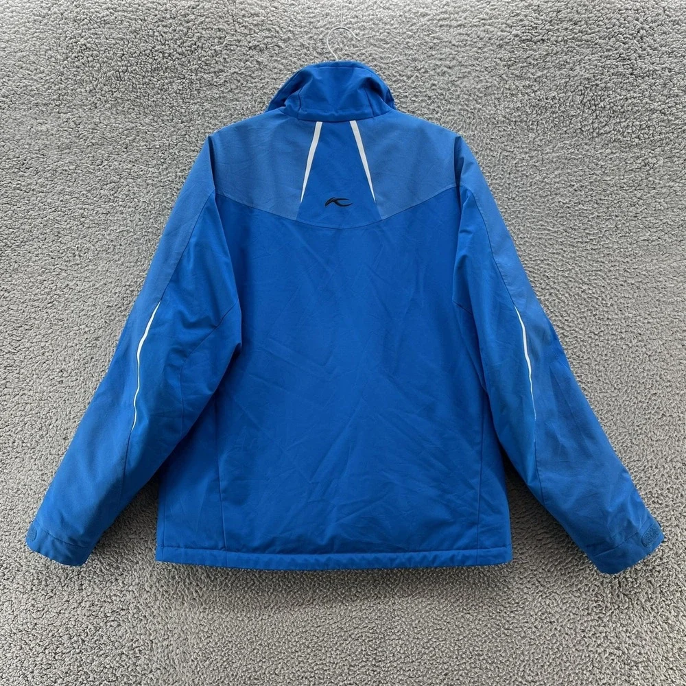 KJUS Ski Jacket Mens Large Blue Dermizax EV‎ Thinsulate Hooded Waterproof Snow